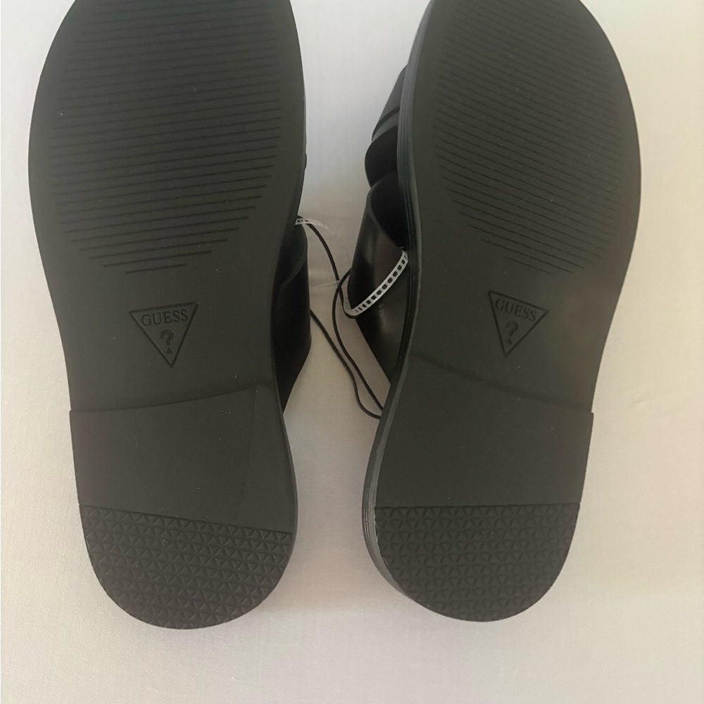 GUESS Black Slide Sandals with Silver Accent - Picture 4 of 6